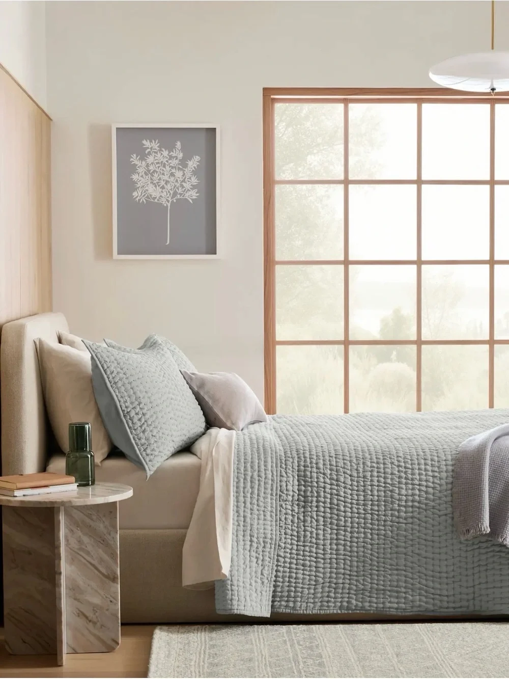 Quince NWOT European Linen and Cotton Stitch Quilt in Mist Twin